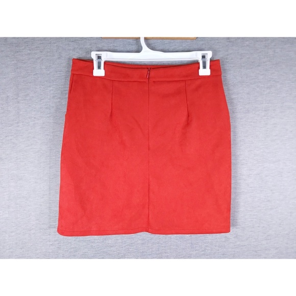Red Faux Suede Skirt - Picture 6 of 8